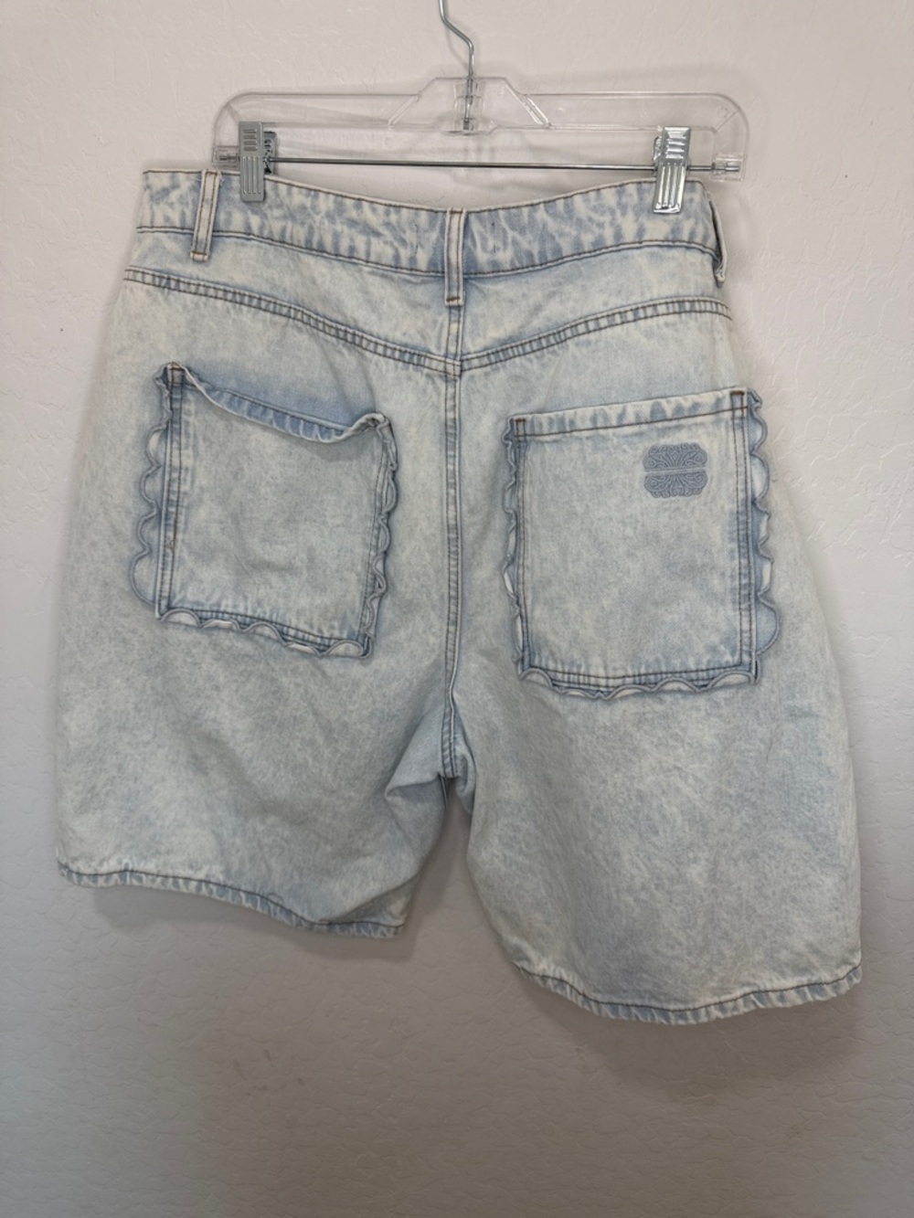 Never Fully Dressed Denim Scallop Pocket light blue Jean Shorts women's plus 14 - Picture 4 of 8